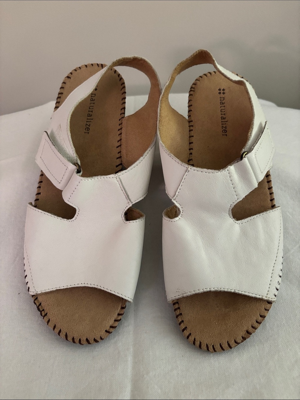 Naturalizer Women's White Leather Comfort Sandals Size 8